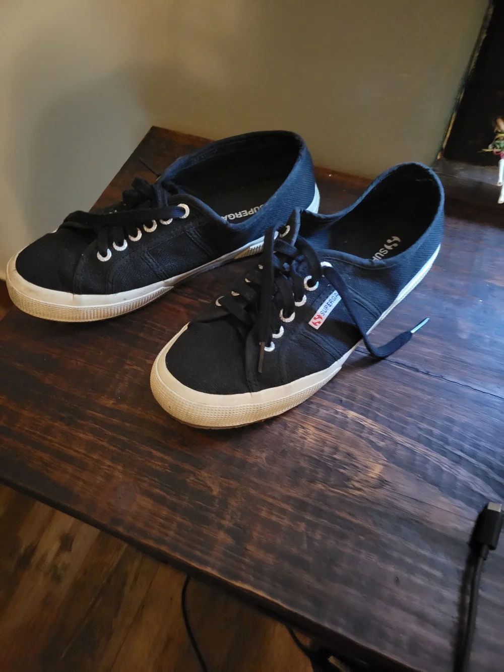 Black Canvas Lace-Up Women's Sneakers